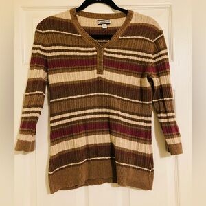 Croft and Barrow Quarter Sleeve Striped Knit Blouse
